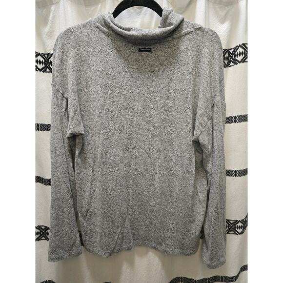 Lucky Brand light gray heathered cowl neck soft sweater drawstring medium - Picture 8 of 11